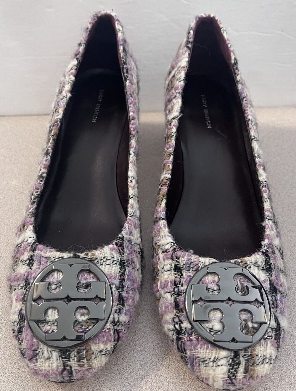 Tory Burch Tweed Lavendar White Multi Chelsea 50 Heels Size 9